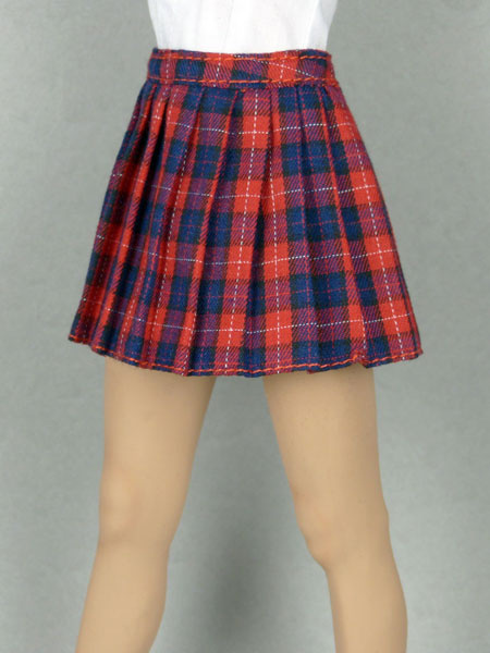 1/6 Scale Female Red Tartan Plaid Skirt